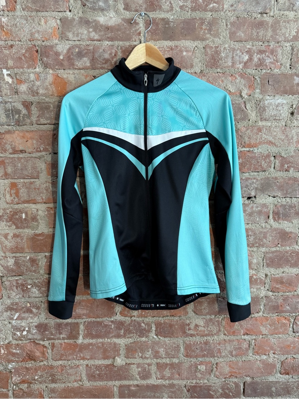 RBX Aqua and Black Cycling Jersey with Gripper Hem